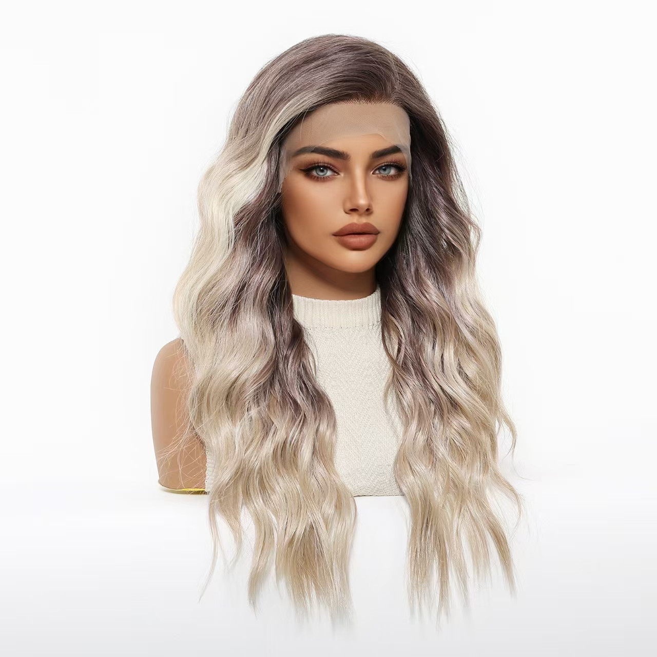 13x6 HD Lace Front Wig – Silky High-Temp Fiber, Pre-plucked Natural Hairline, 24 Inch Body Wave