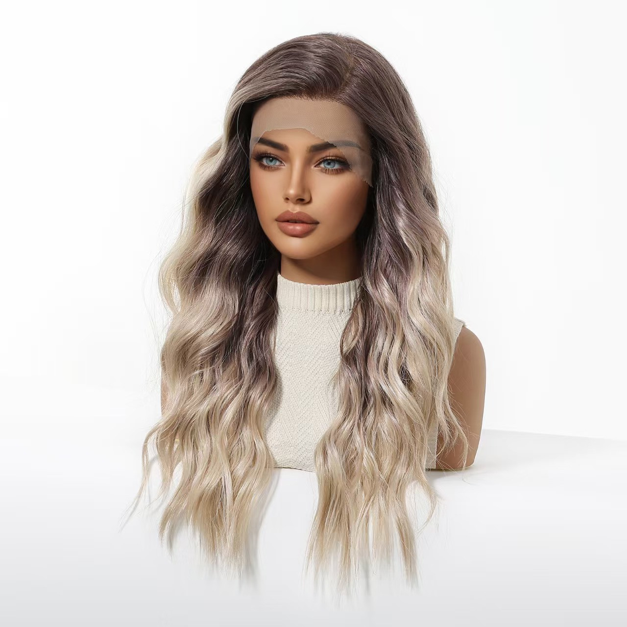 13x6 HD Lace Front Wig – Silky High-Temp Fiber, Pre-plucked Natural Hairline, 24 Inch Body Wave