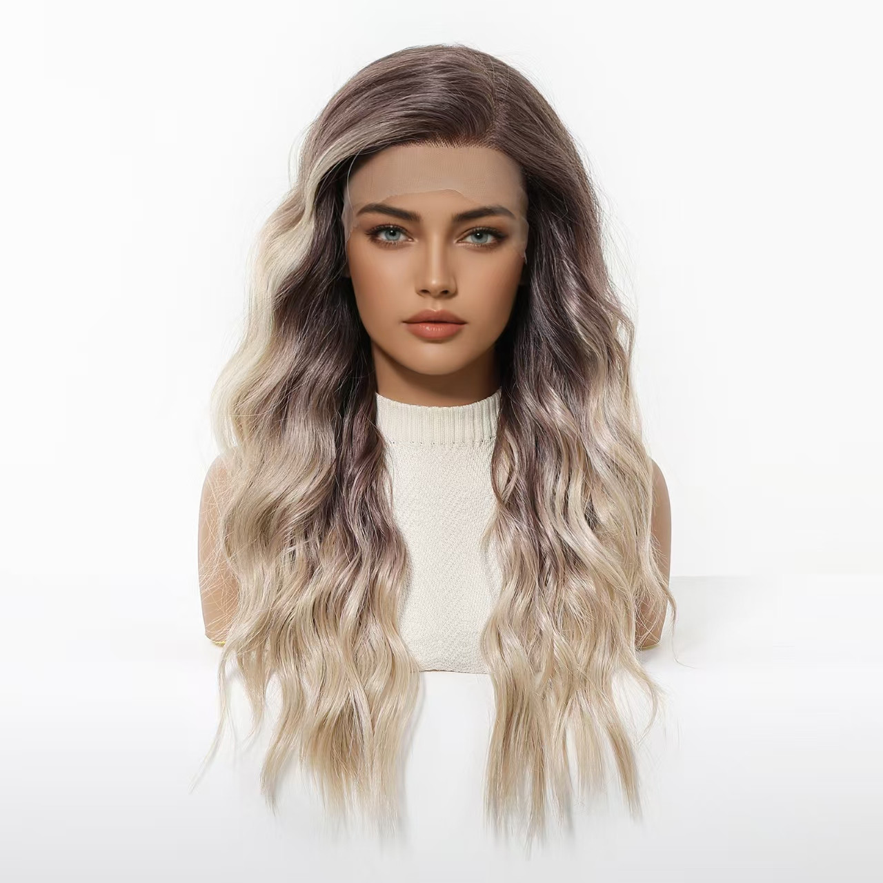 13x6 HD Lace Front Wig – Silky High-Temp Fiber, Pre-plucked Natural Hairline, 24 Inch Body Wave