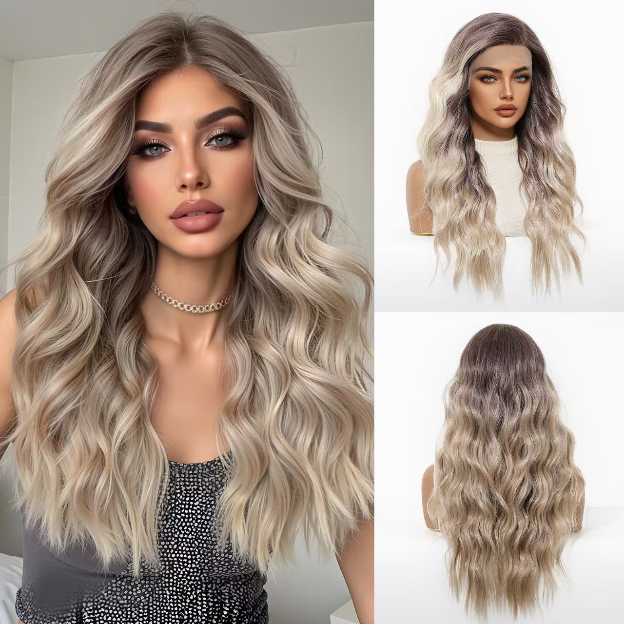 13x6 HD Lace Front Wig – Silky High-Temp Fiber, Pre-plucked Natural Hairline, 24 Inch Body Wave