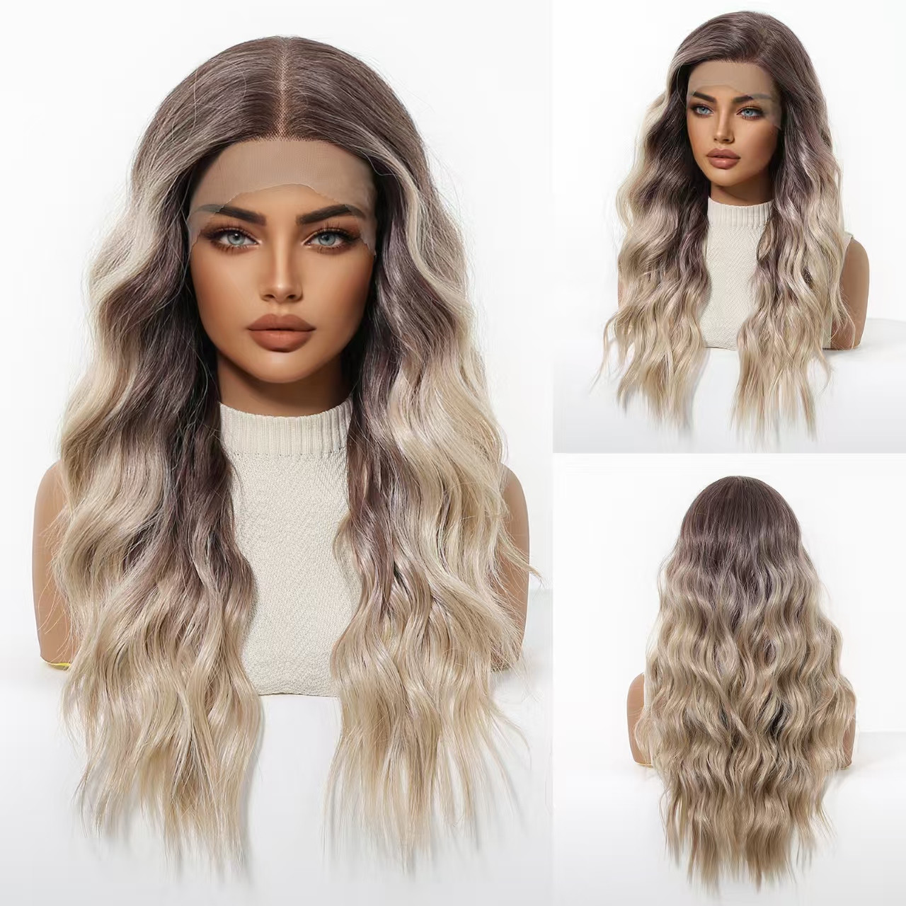 13x6 HD Lace Front Wig – Silky High-Temp Fiber, Pre-plucked Natural Hairline, 24 Inch Body Wave