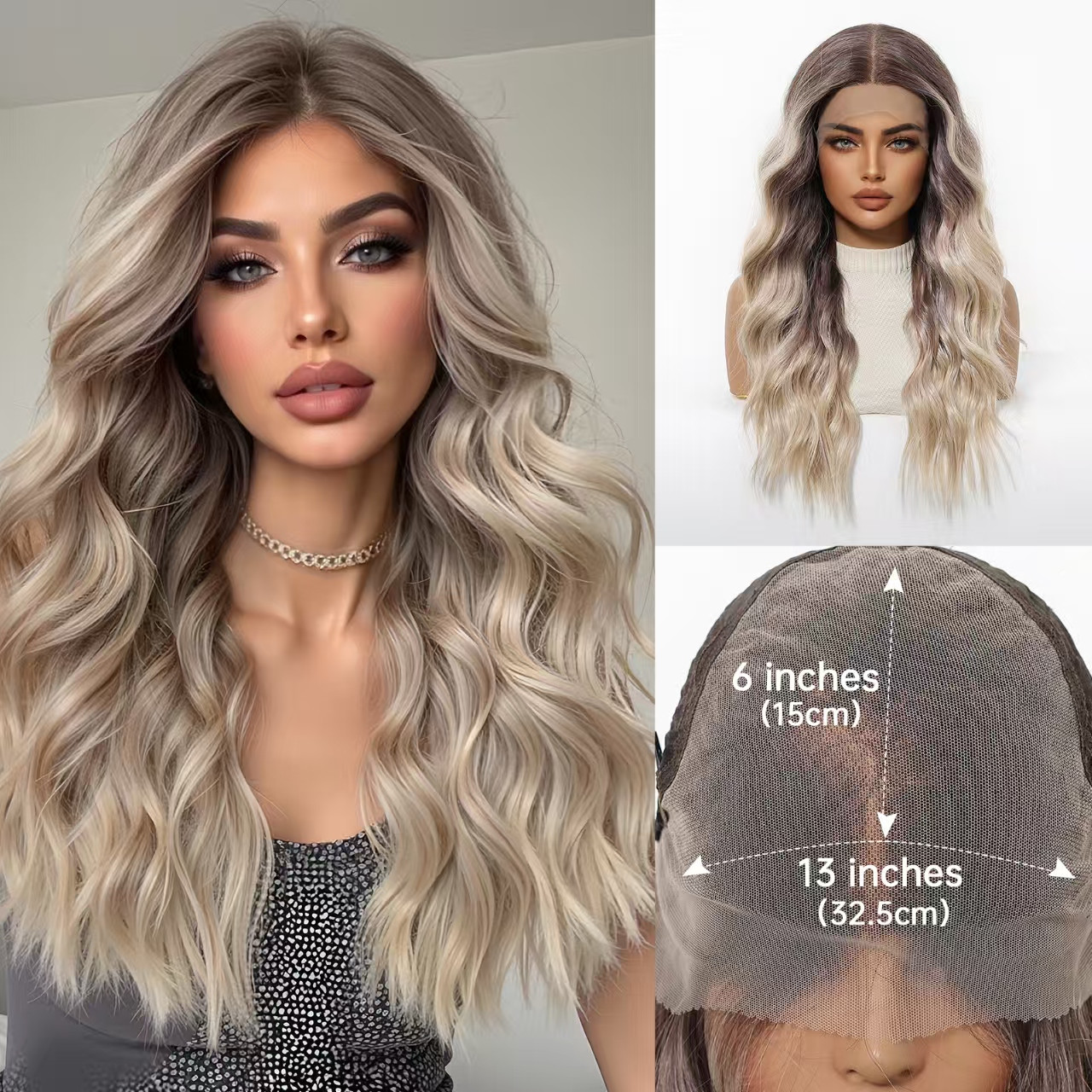 13x6 HD Lace Front Wig – Silky High-Temp Fiber, Pre-plucked Natural Hairline, 24 Inch Body Wave