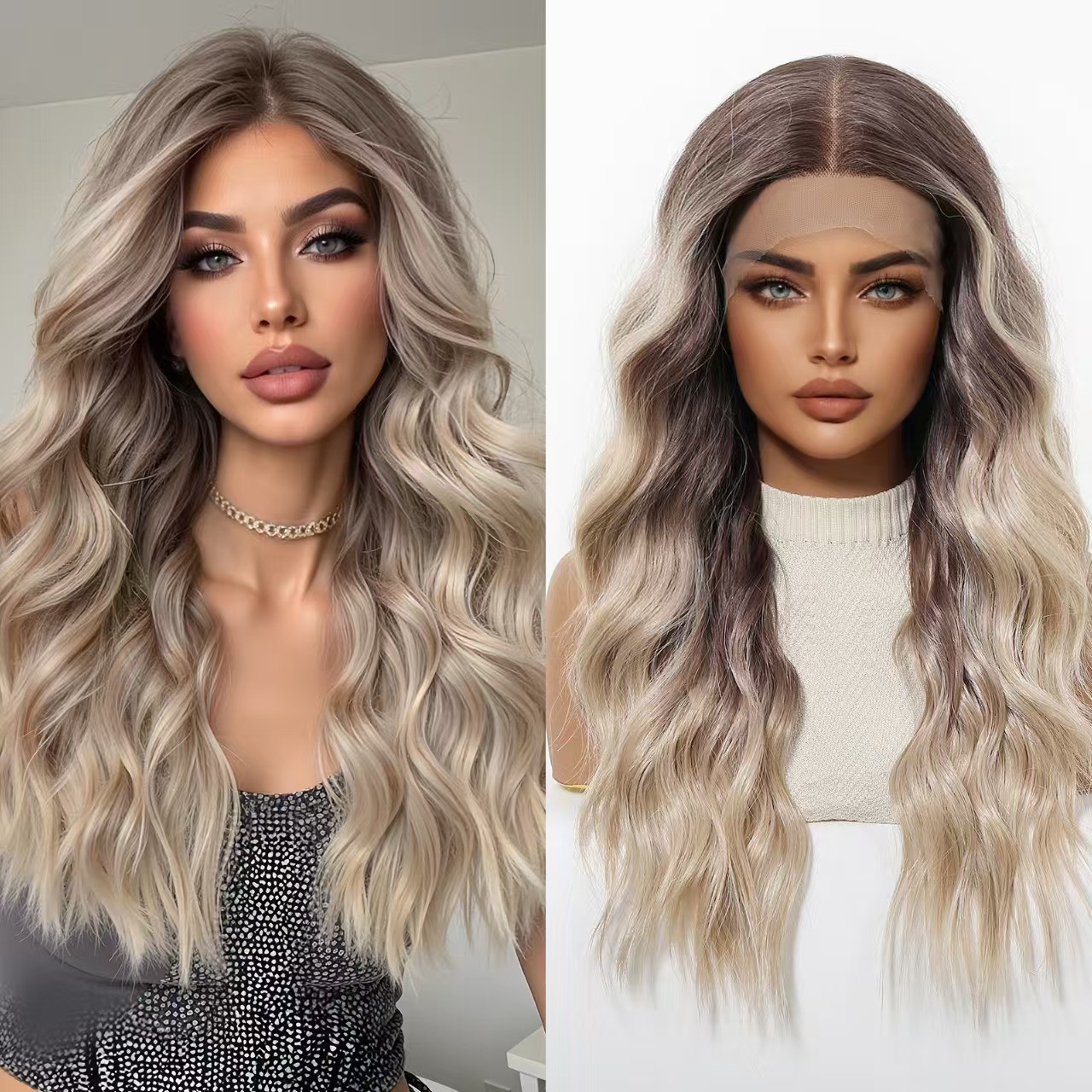 13x6 HD Lace Front Wig – Silky High-Temp Fiber, Pre-plucked Natural Hairline, 24 Inch Body Wave