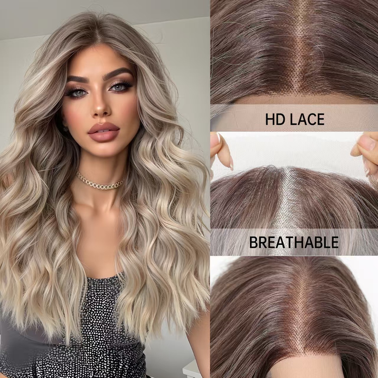 13x6 HD Lace Front Wig – Silky High-Temp Fiber, Pre-plucked Natural Hairline, 24 Inch Body Wave