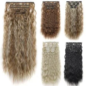 24 Inch Clip-In Hair Extensions Natural Body Wave 6Pcs Heat Safe Synthetic