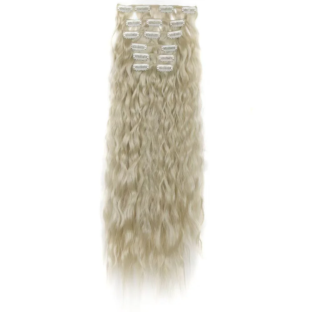 24 Inch Clip-In Hair Extensions Natural Body Wave 6Pcs Heat Safe Synthetic