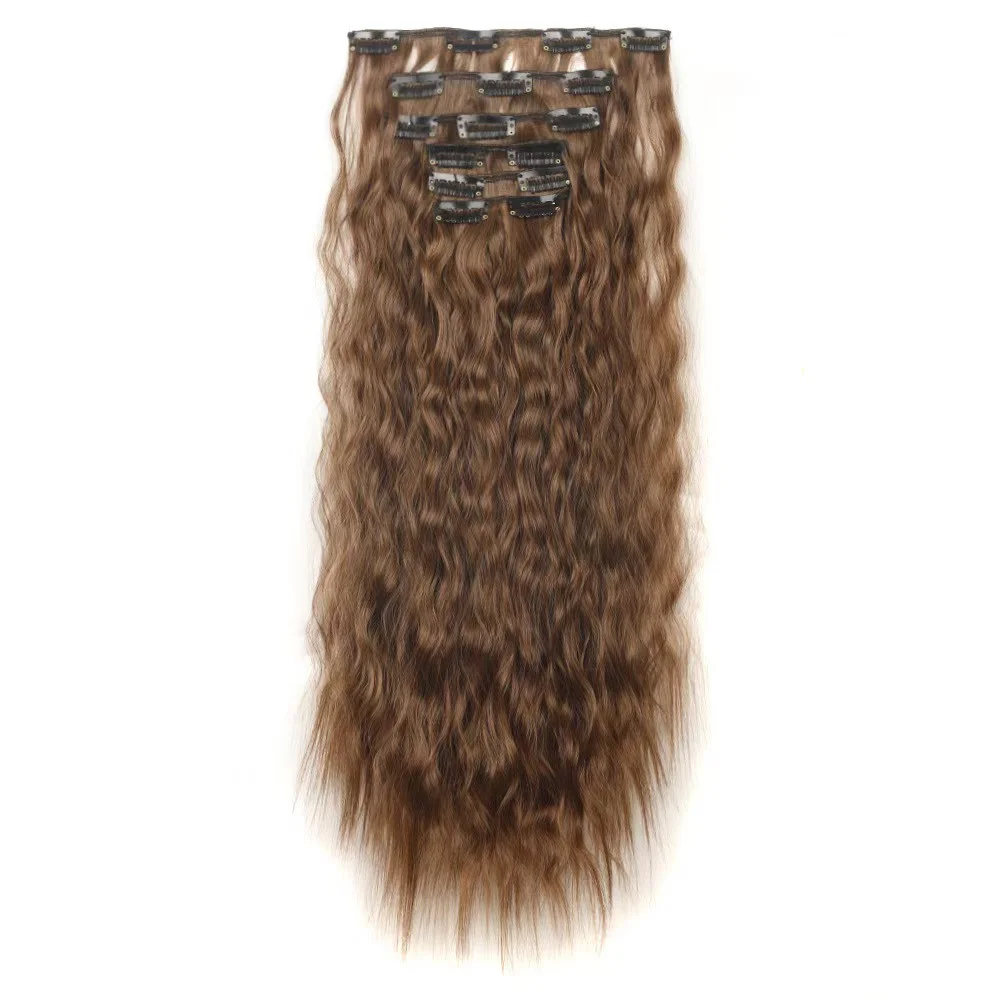 24 Inch Clip-In Hair Extensions Natural Body Wave 6Pcs Heat Safe Synthetic