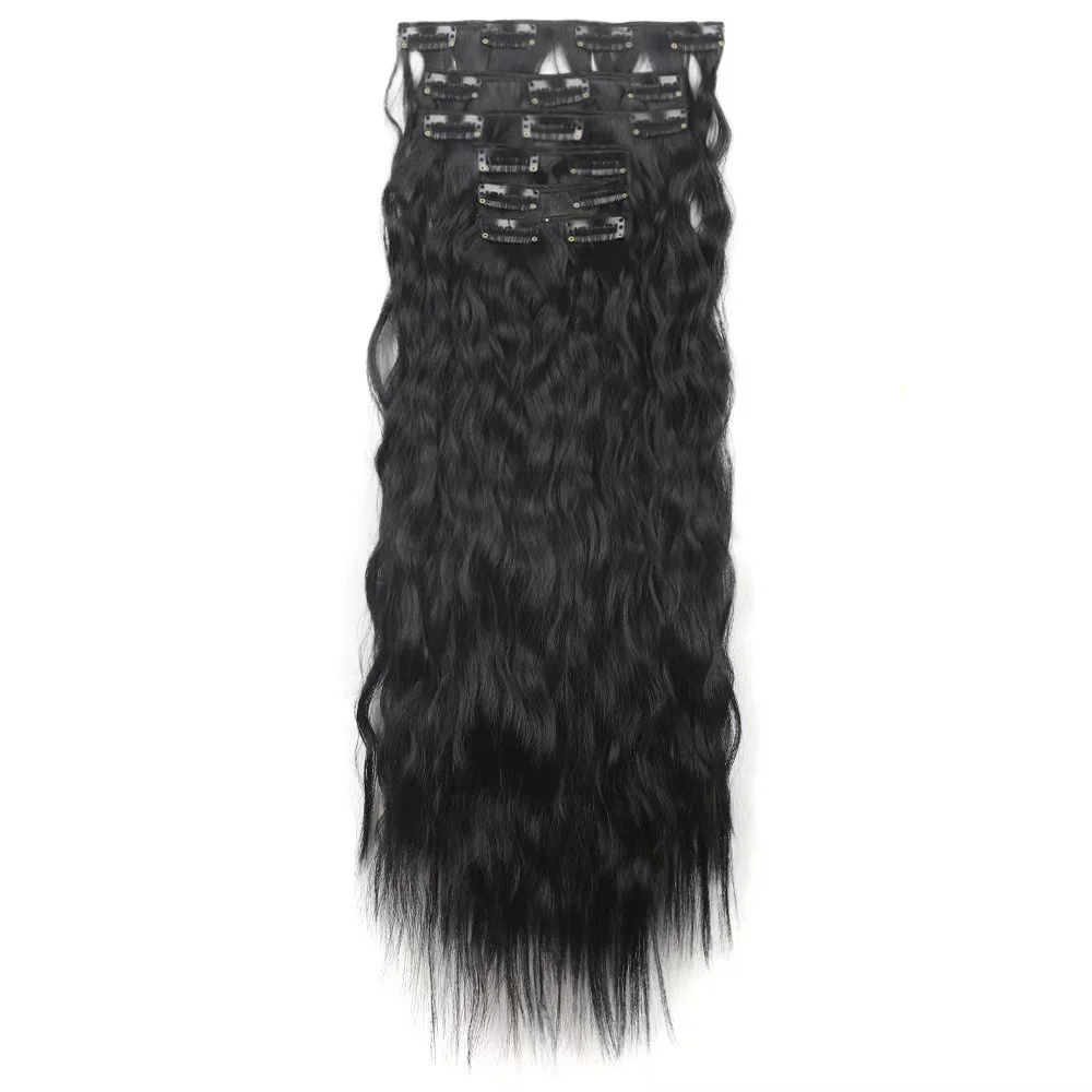 24 Inch Clip-In Hair Extensions Natural Body Wave 6Pcs Heat Safe Synthetic