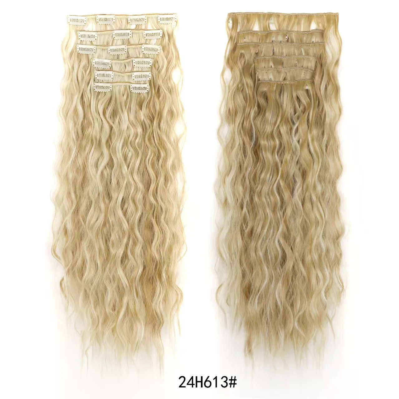 24 Inch Clip-In Hair Extensions Natural Body Wave 6Pcs Heat Safe Synthetic