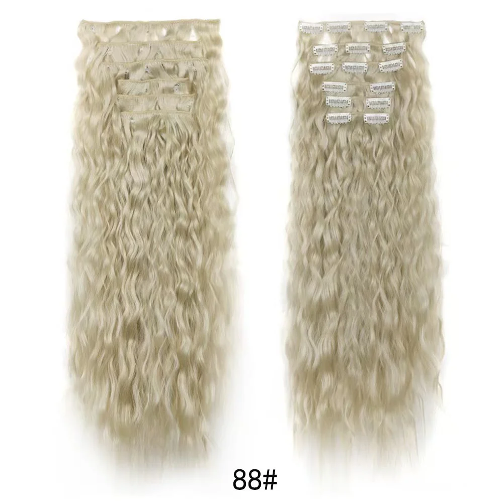 24 Inch Clip-In Hair Extensions Natural Body Wave 6Pcs Heat Safe Synthetic