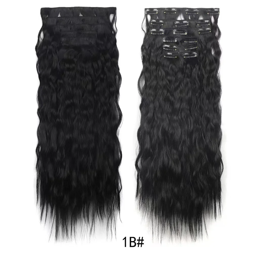 24 Inch Clip-In Hair Extensions Natural Body Wave 6Pcs Heat Safe Synthetic