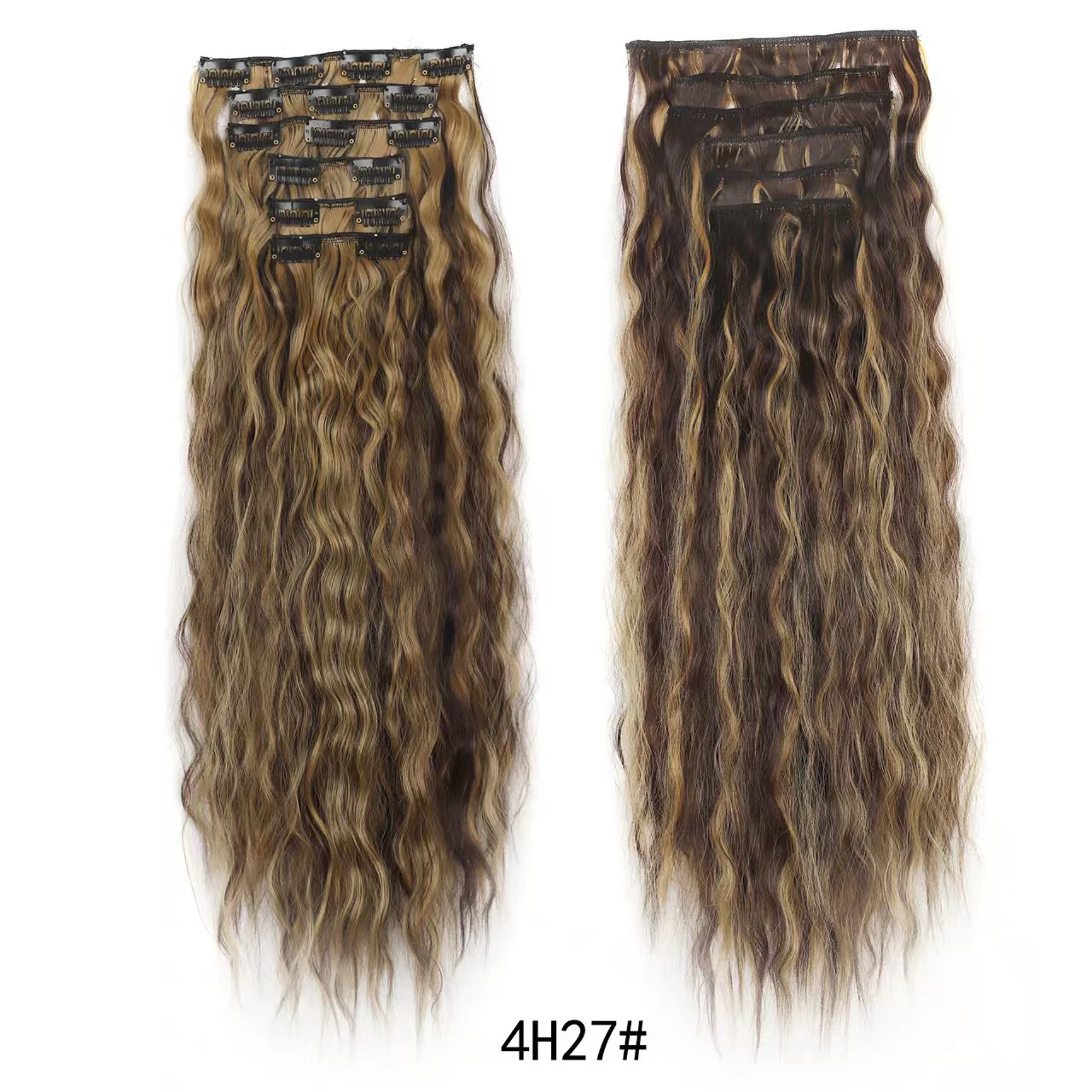 24 Inch Clip-In Hair Extensions Natural Body Wave 6Pcs Heat Safe Synthetic