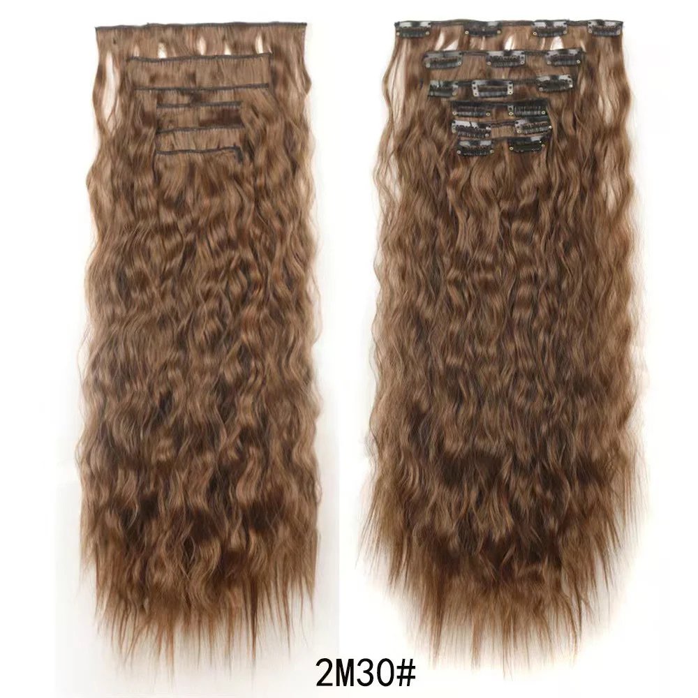 24 Inch Clip-In Hair Extensions Natural Body Wave 6Pcs Heat Safe Synthetic