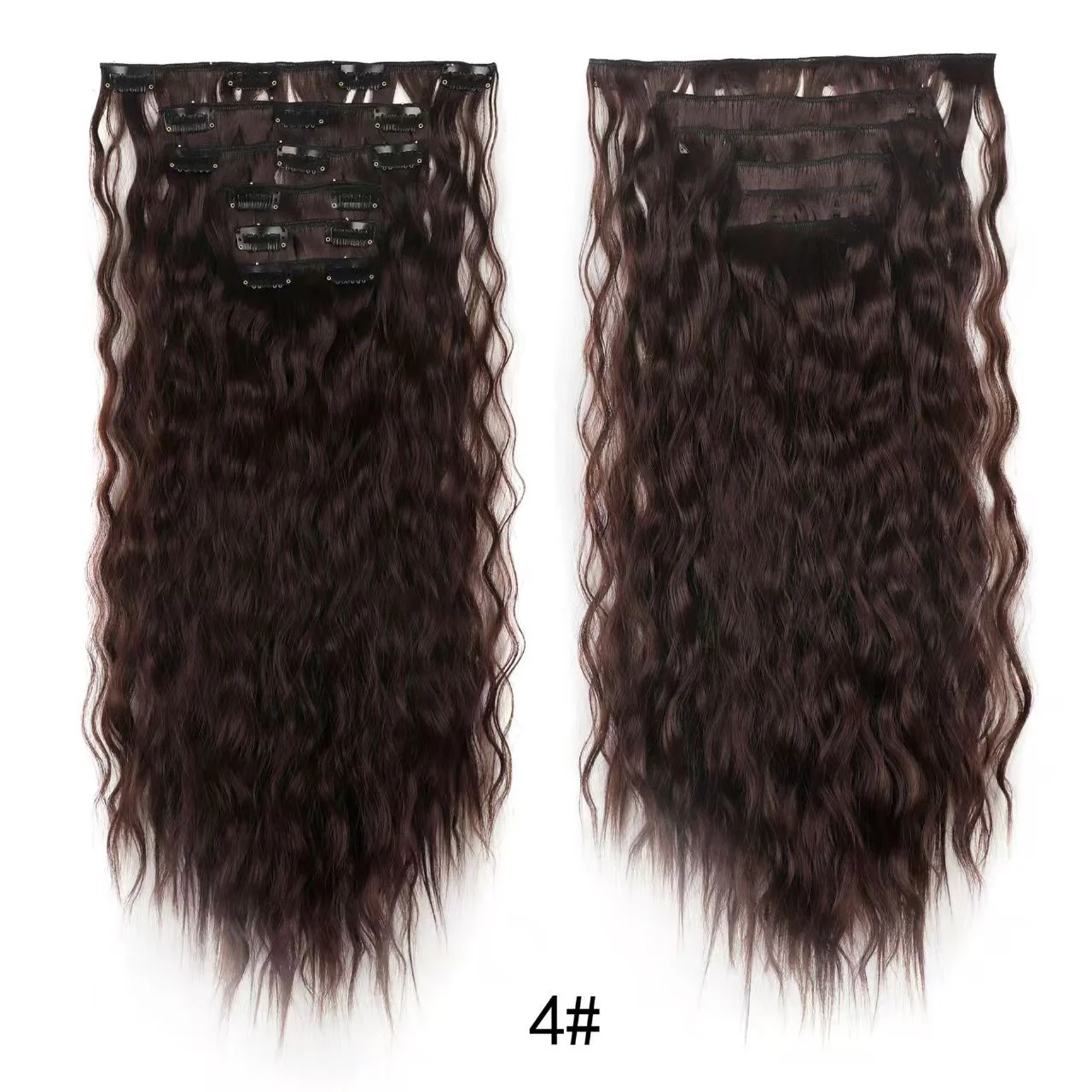 24 Inch Clip-In Hair Extensions Natural Body Wave 6Pcs Heat Safe Synthetic