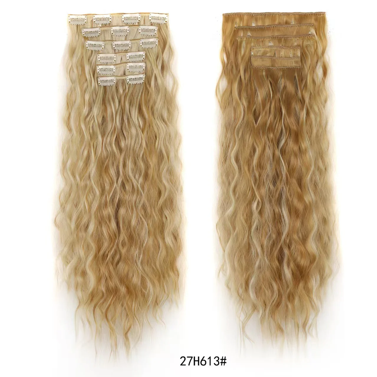 24 Inch Clip-In Hair Extensions Natural Body Wave 6Pcs Heat Safe Synthetic