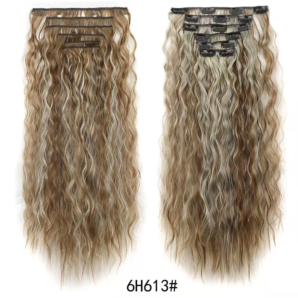 24 Inch Clip-In Hair Extensions Natural Body Wave 6Pcs Heat Safe Synthetic