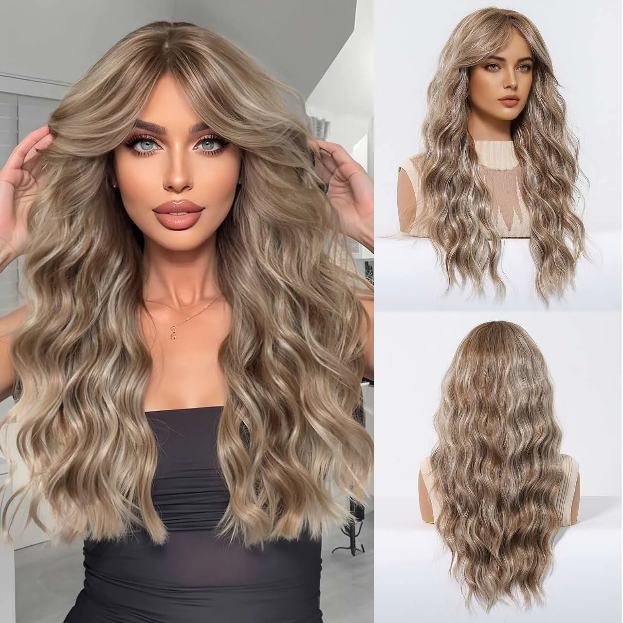 26 Inch Big Wave Long Wig – Pre-plucked Bangs, Elastic Breathable Cap - 图片 7