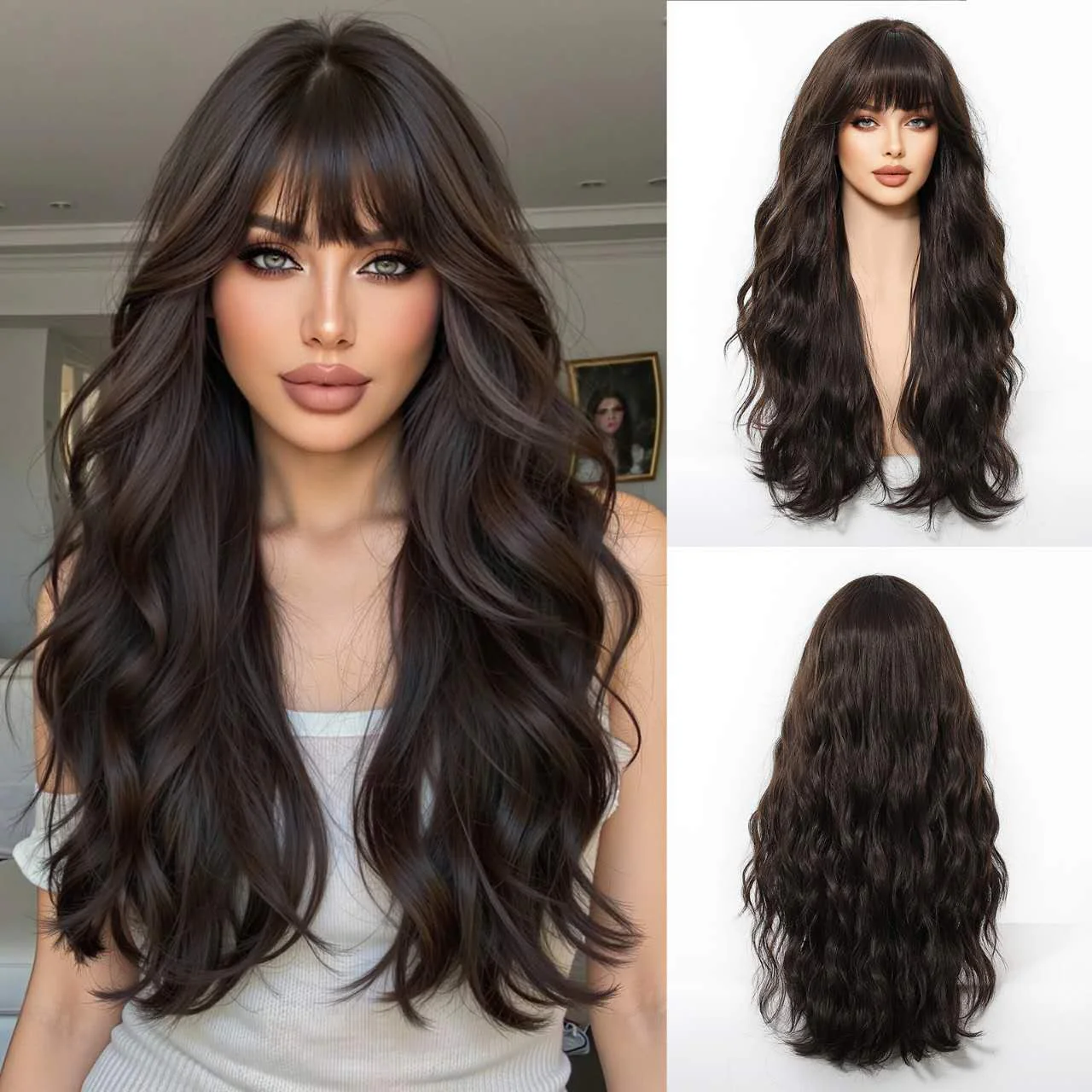26 Inch Big Wave Long Wig – Pre-plucked Bangs, Elastic Breathable Cap - 图片 8