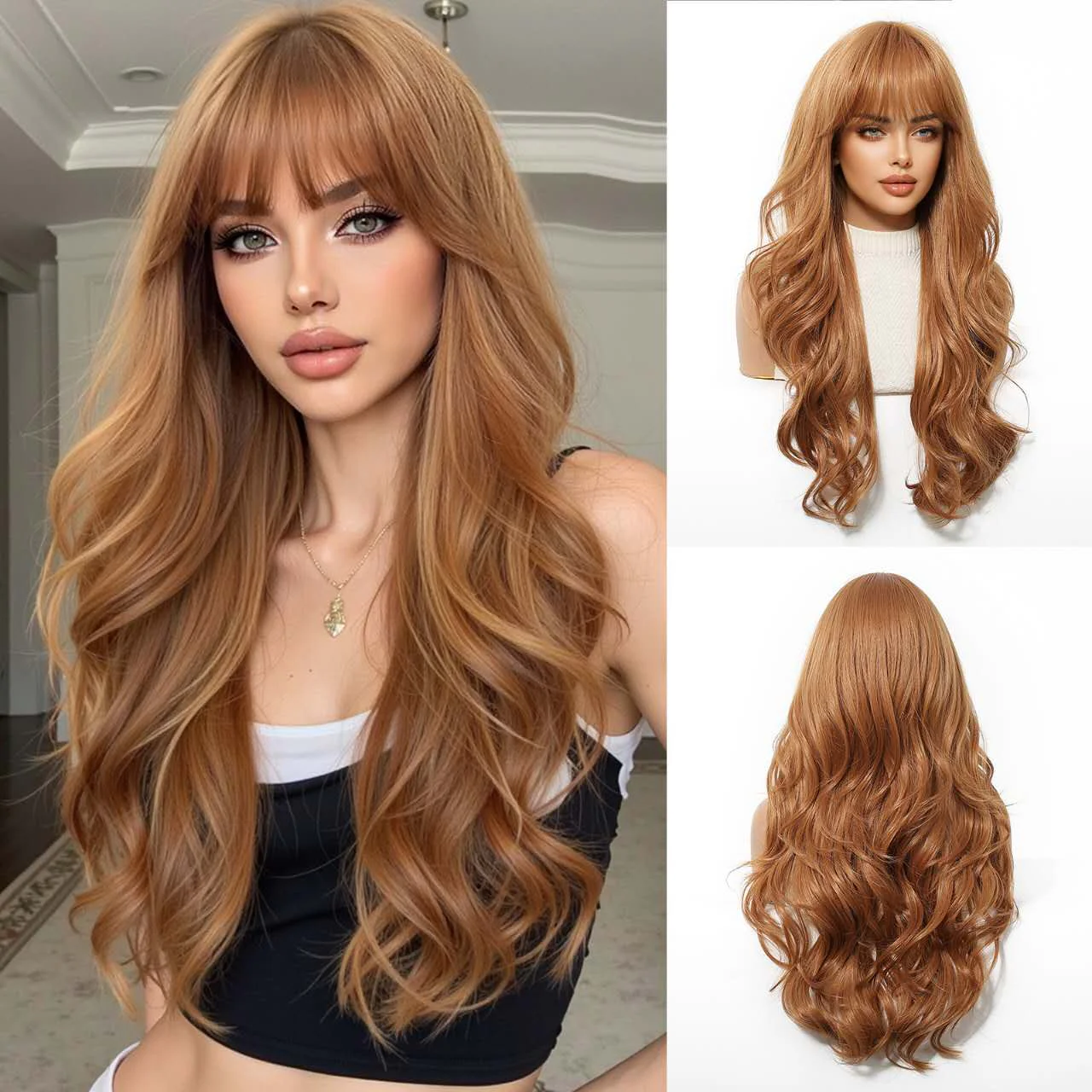 26 Inch Big Wave Long Wig – Pre-plucked Bangs, Elastic Breathable Cap - 图片 12