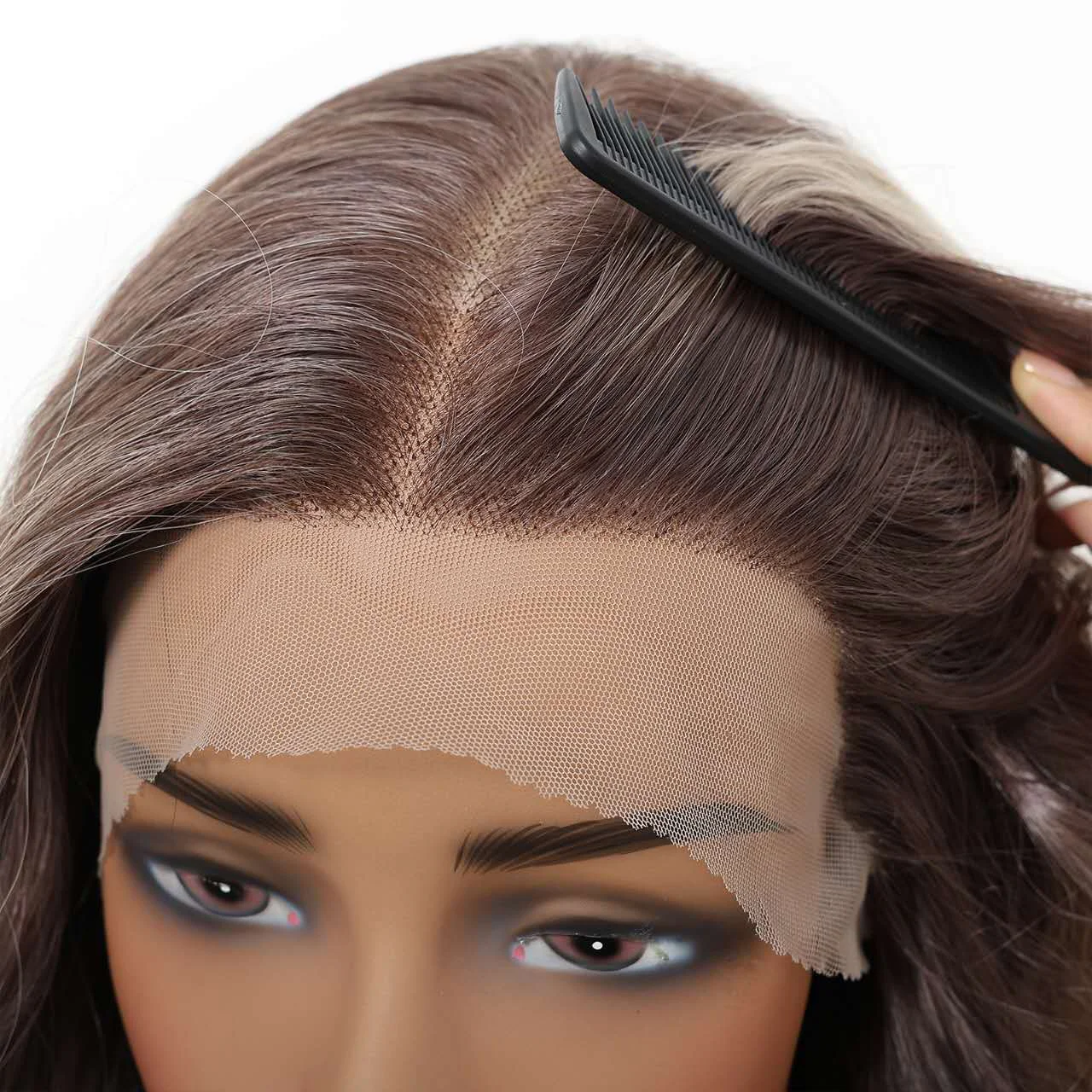 13x6 HD Lace Front Wig – Silky High-Temp Fiber, Pre-plucked Natural Hairline, 24 Inch Body Wave - 图片 8