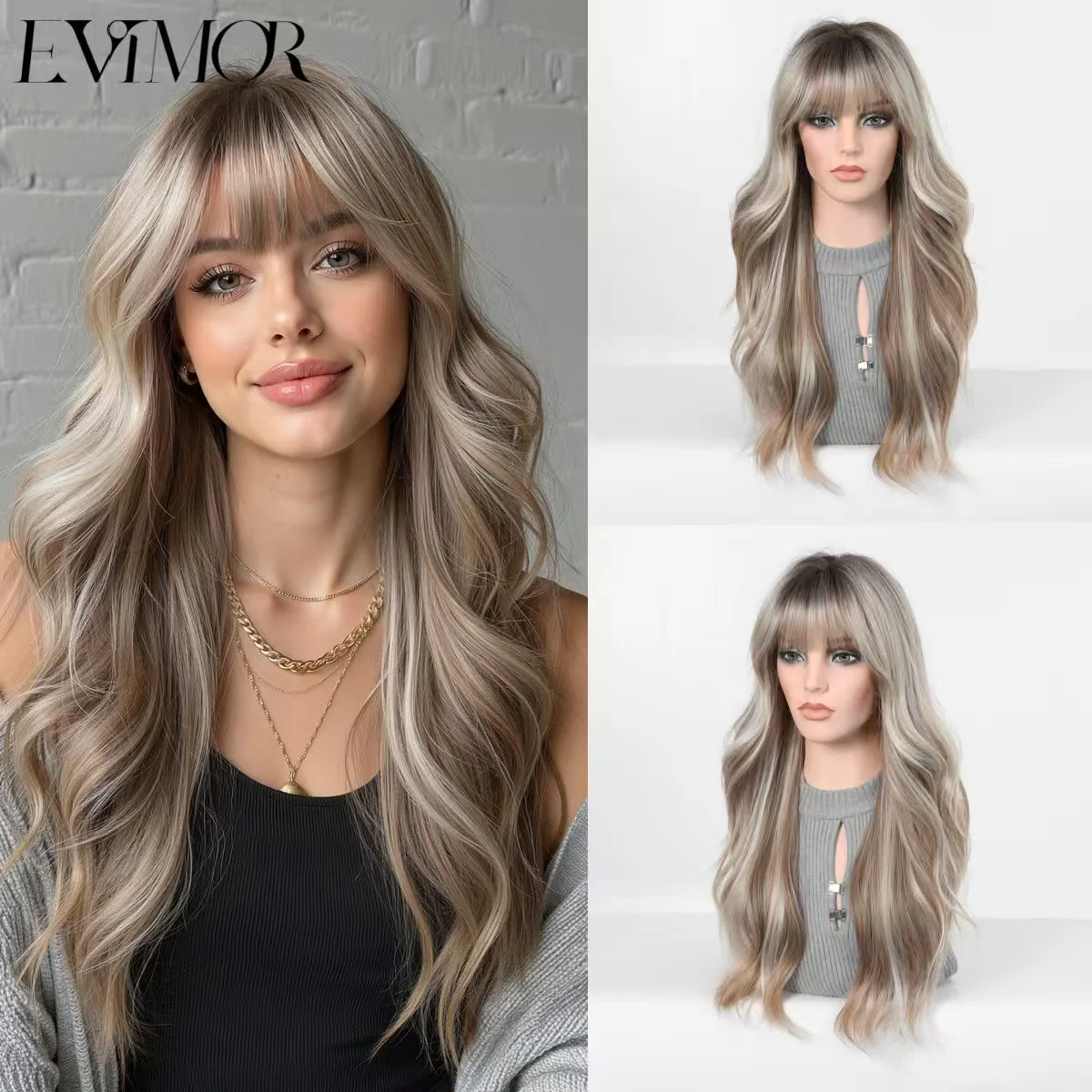 26 Inch Big Wave Long Wig – Pre-plucked Bangs, Elastic Breathable Cap - 图片 13
