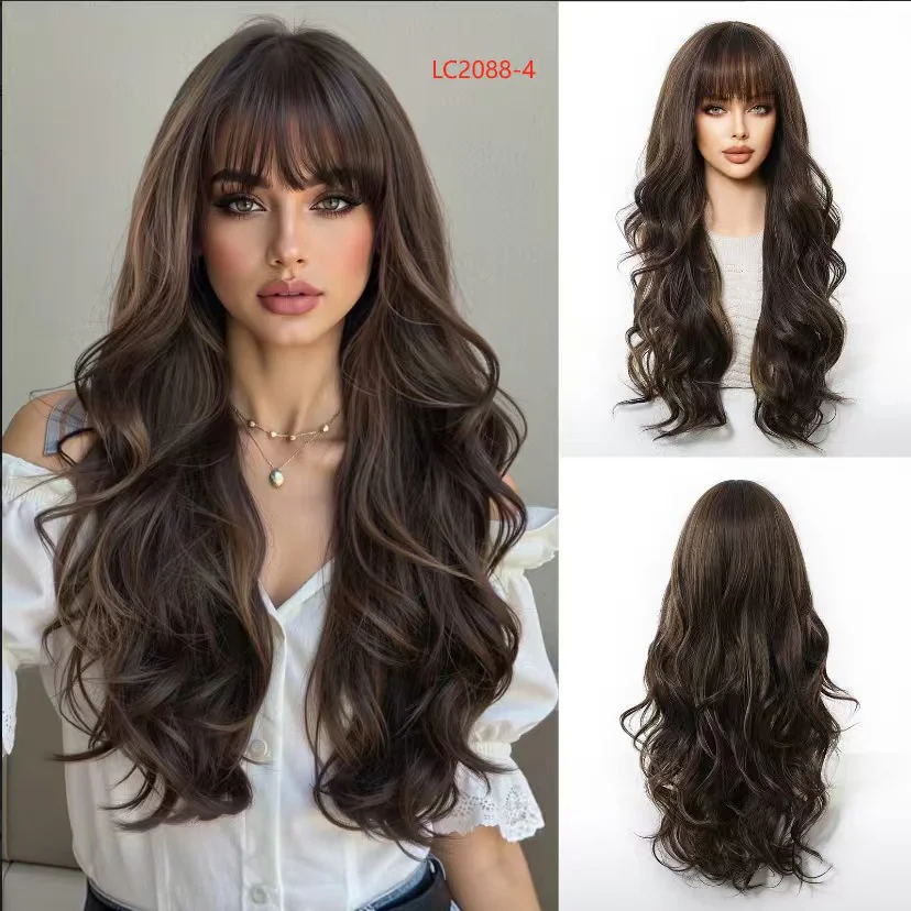 26 Inch Big Wave Long Wig – Pre-plucked Bangs, Elastic Breathable Cap - 图片 15