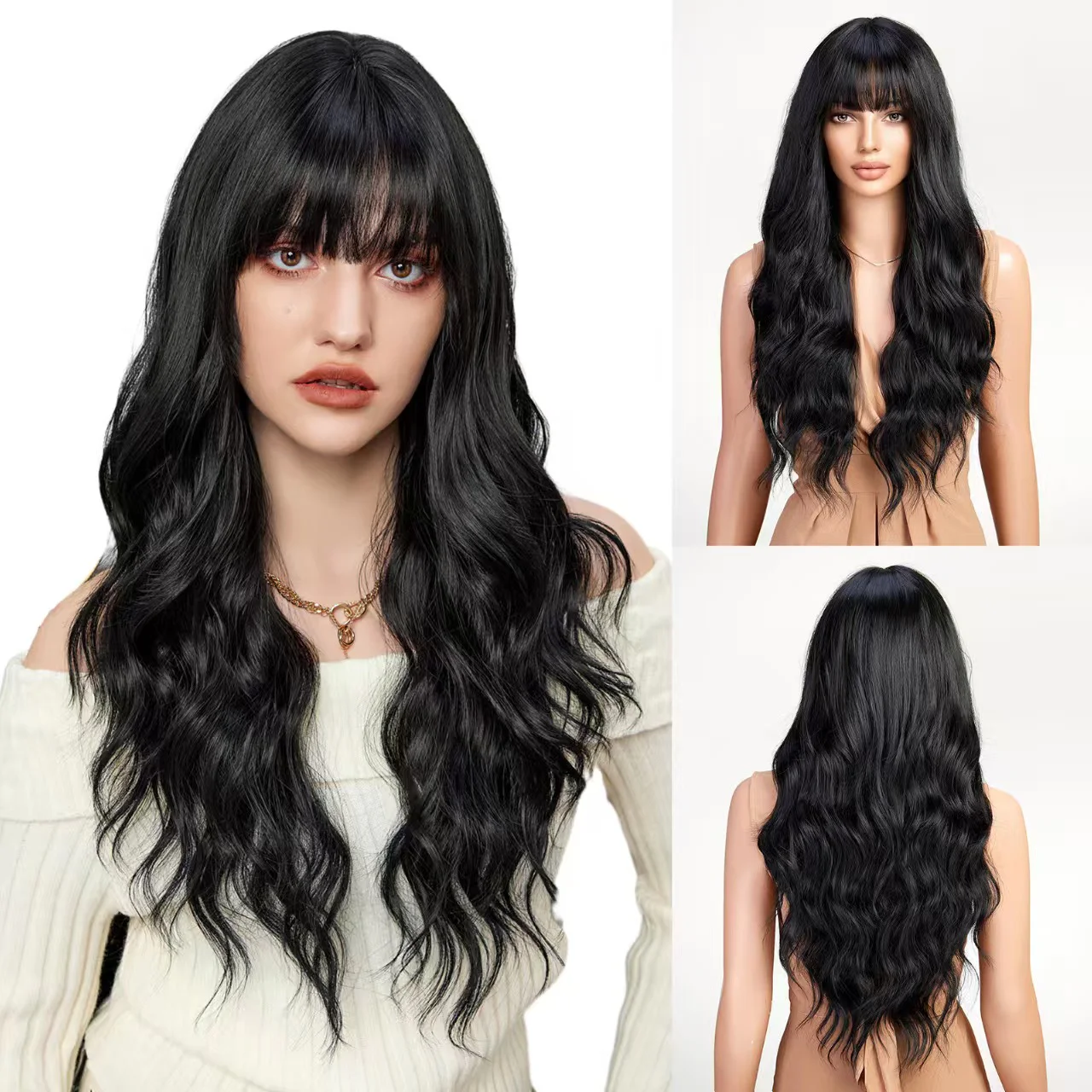 26 Inch Big Wave Long Wig – Pre-plucked Bangs, Elastic Breathable Cap - 图片 16