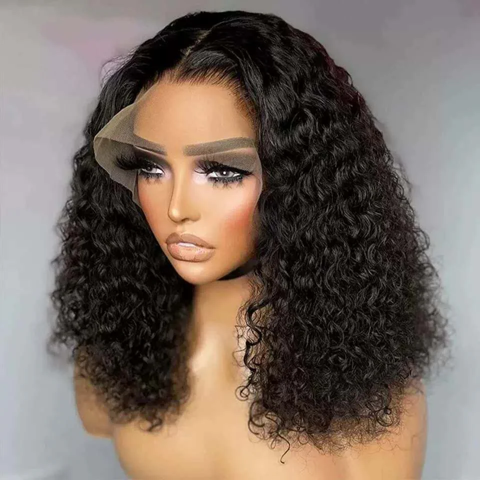 Short Curly Bob Wig 13x4 Transparent Lace Front - Afro Kinky Jerry Curl Bob for Women, Heat Resistant Premium Matte Fiber | The Revive Shop