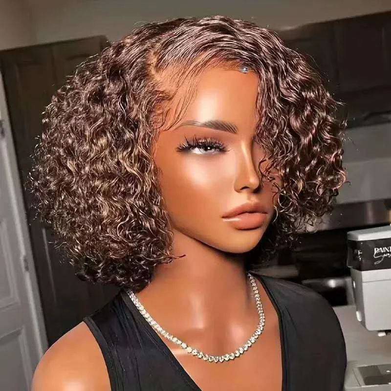 Short Curly Bob Wig 13x4 Transparent Lace Front - Afro Kinky Jerry Curl Bob for Women, Heat Resistant Premium Matte Fiber | The Revive Shop - 图片 4