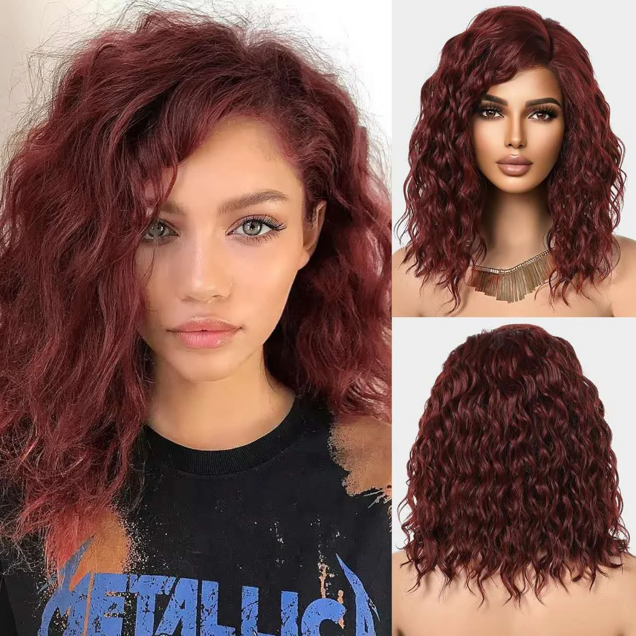 Short Curly Bob Wig 13x4 Transparent Lace Front - Afro Kinky Jerry Curl Bob for Women, Heat Resistant Premium Matte Fiber | The Revive Shop - 图片 7
